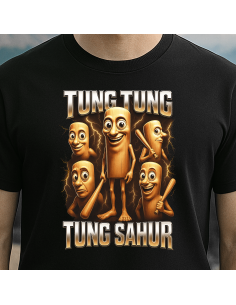Tricou Negru "Tung Tung Tung Sahur"