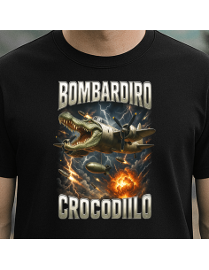 Tricou Negru "Bombardiro Crocodilo"
